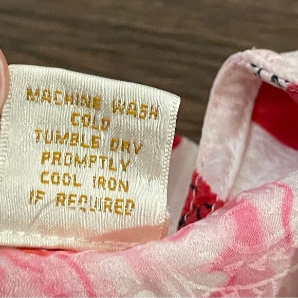 Vintage Victoria’s Secret Gold Label Cropped Silk Top White Pink Red Size Large - Picture 10 of 10